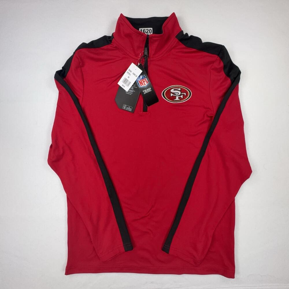San Francisco 49ers Jacket Mens Small Red NFL Football Antigua Quarter Zip